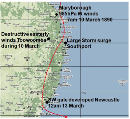 Cyclone track- March 1890